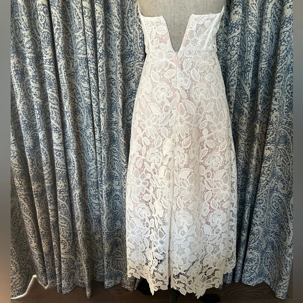 ANTHROPOLOGIE BHLDN Sachin & Babi Tate Midi Dress Floral Lace Strapless Size 2 - Picture 11 of 16